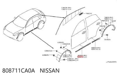 Moldura inferior de puerta delantera izquierda NISSAN 808711CA0A