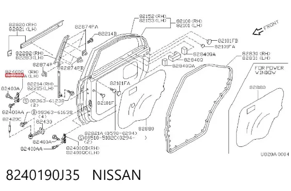 Bisagra de puerta delantera 8240190J35 Nissan/Infiniti