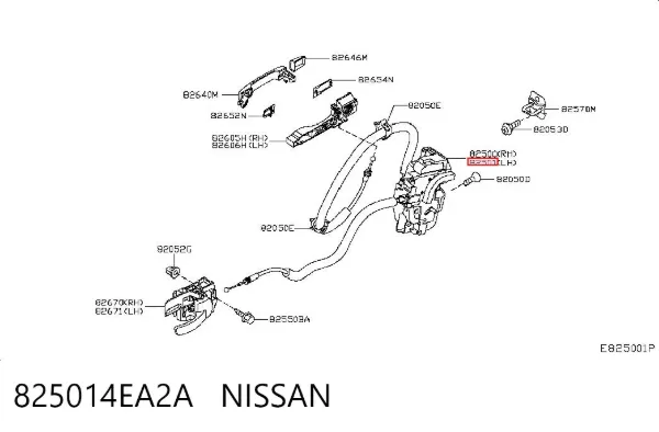 Cerradura de puerta trasera izquierda 825014EA2A Nissan/Infiniti