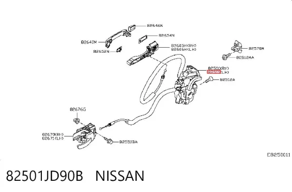 Cerradura de puerta trasera izquierda 82501JD90B Nissan/Infiniti