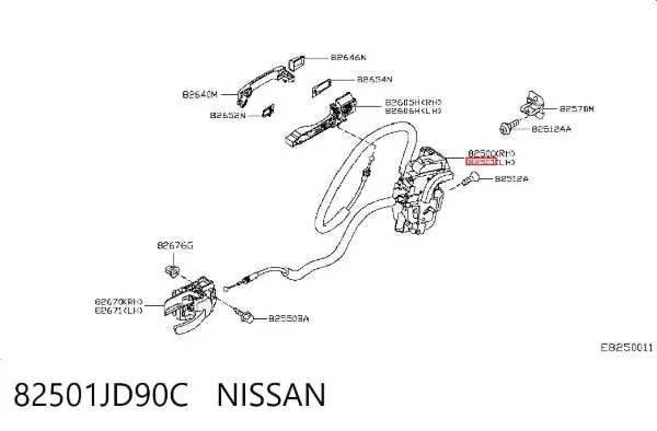 Cerradura de puerta trasera izquierda 82501JD90C Nissan/Infiniti