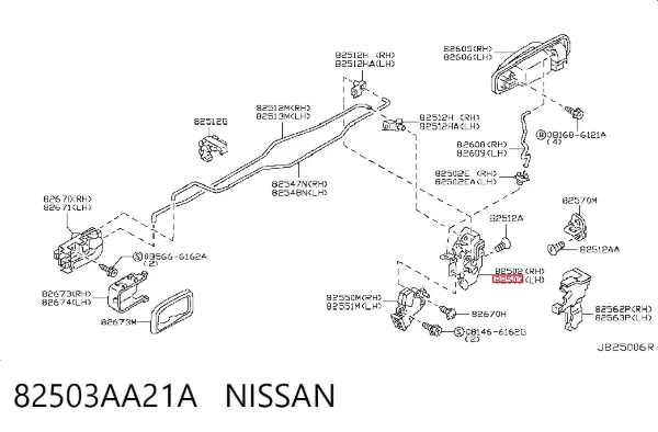 Cerradura de puerta trasera izquierda 82503AA21A Nissan/Infiniti