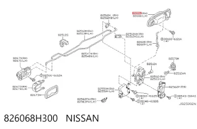 Manija exterior derecha de puerta trasera NISSAN 826068H300