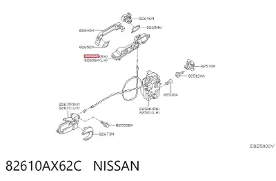 Soporte de manija exterior de puerta trasera derecha NISSAN 82610AX62C