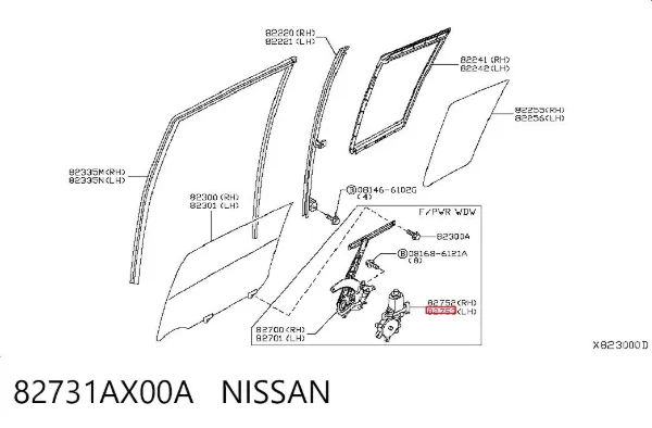 Motor del elevalunas de la puerta trasera izquierda 82731AX00A Nissan/Infiniti