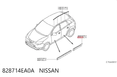 Moldura de puerta trasera izquierda NISSAN 828714EA0A