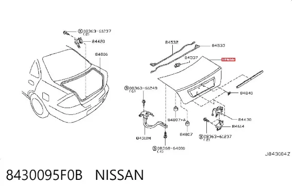 Tapa maletero 8430095F0B Nissan/Infiniti