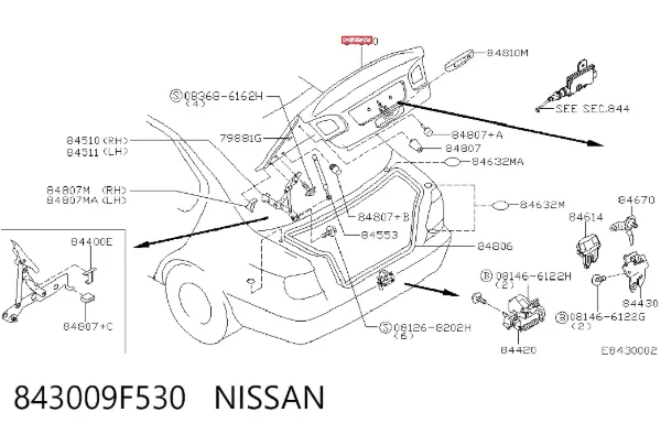 Tapa maletero 843009F530 Nissan/Infiniti
