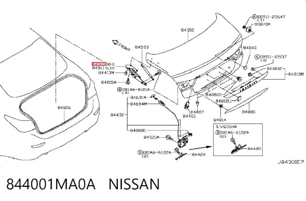 Bisagra de la tapa del maletero 844001MA0A Nissan/Infiniti