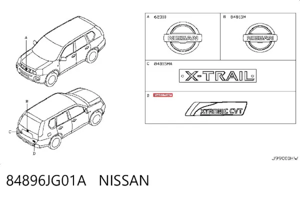 Emblema 84896JG01A Nissan/Infiniti