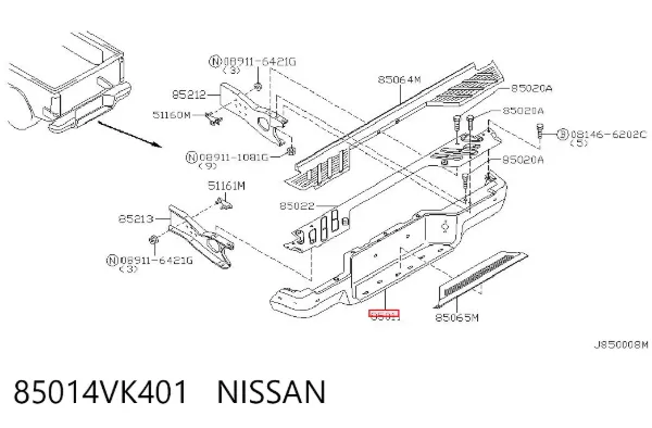 Parachoques trasero 85014VK401 Nissan/Infiniti