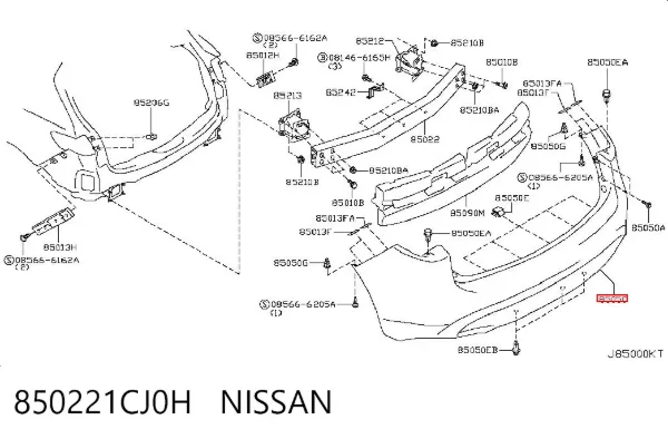 Parachoques trasero 850221CJ0H Nissan/Infiniti