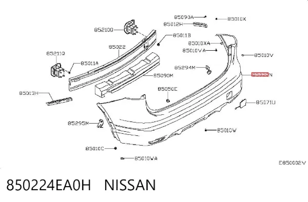 Parachoques trasero 850224EA0H Nissan/Infiniti