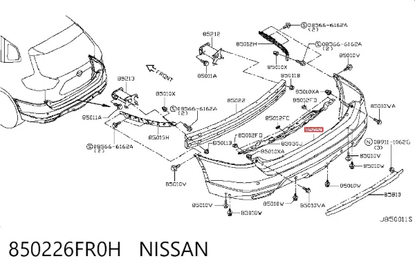 Parachoques trasero 850226FR0H Nissan/Infiniti
