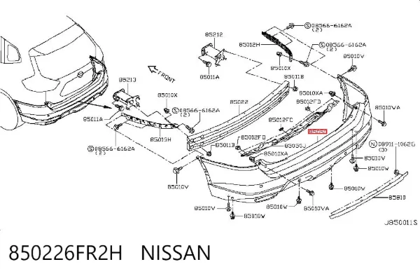 Parachoques trasero 850226FR2H Nissan/Infiniti