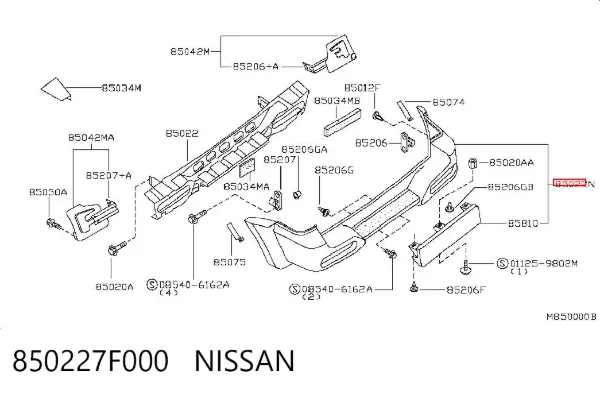Parachoques trasero 850227F000 Nissan/Infiniti