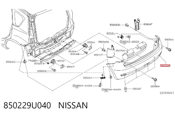 Parachoques trasero 850229U040 Nissan/Infiniti