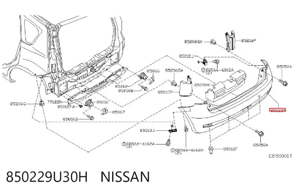 Parachoques trasero 850229U30H Nissan/Infiniti