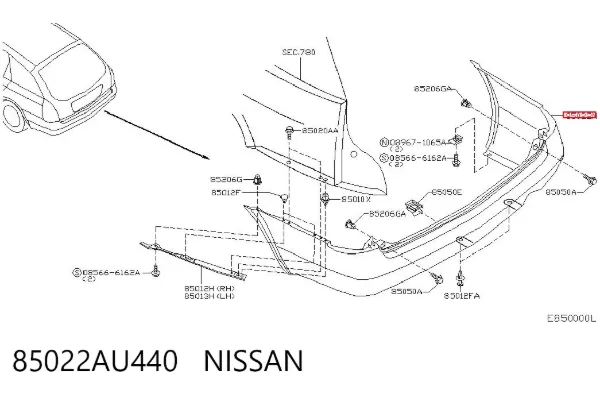 Parachoques trasero 85022AU440 Nissan/Infiniti
