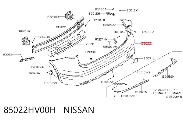Parachoques trasero 85022HV00H Nissan/Infiniti