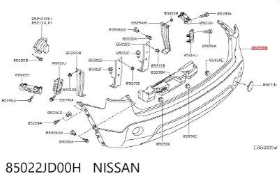 Parachoques trasero NISSAN 85022JD00H