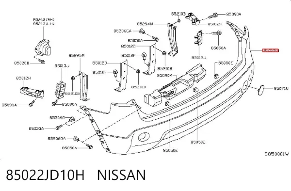 Parachoques trasero 85022JD10H Nissan/Infiniti