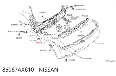 Soporte del refuerzo del parachoques trasero NISSAN 85067AX610