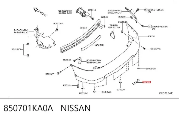 Rejilla del parachoques trasero 850701KA0A Nissan/Infiniti