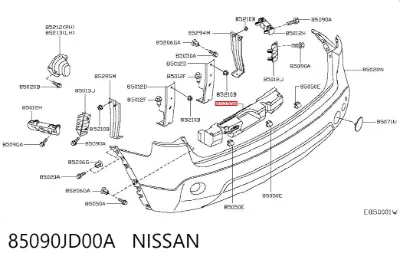 Absorbedor de parachoques trasero NISSAN 85090JD00A