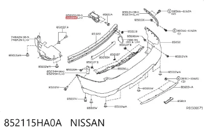 Soporte del refuerzo del parachoques trasero NISSAN 852115HA0A