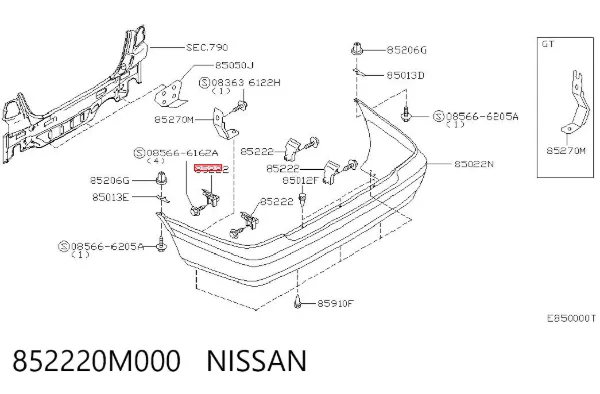 Soporte de parachoques trasero Nissan Primera P11
