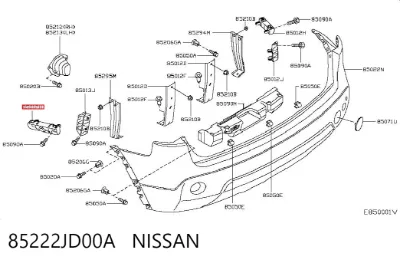 Soporte de parachoques trasero NISSAN 85222JD00A