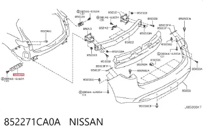 Soporte exterior izquierdo del parachoques trasero NISSAN 852271CA0A