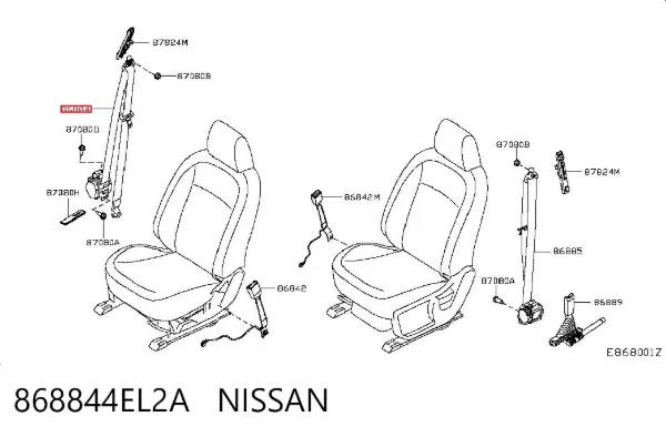 Cinturón de seguridad delantero derecho 868844EL2A Nissan/Infiniti