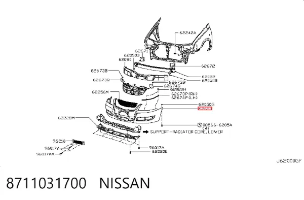 Paragolpes 8711031700 Nissan/Infiniti