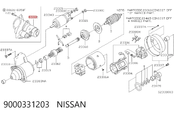 Motor de arranque 9000331203 Nissan/Infiniti