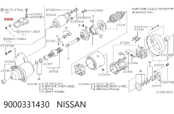 Motor de arranque 9000331430 Nissan/Infiniti