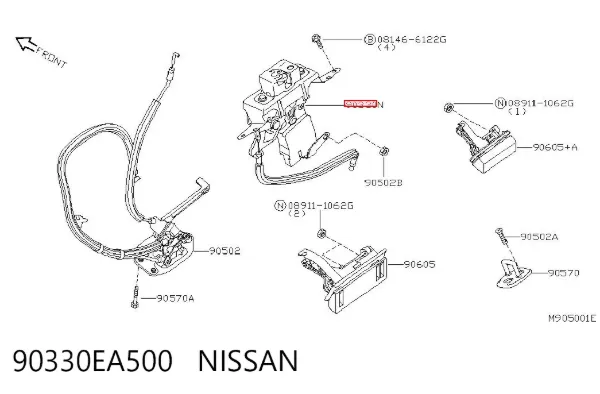 Cerradura de cristal de la puerta trasera 90330EA500 Nissan/Infiniti
