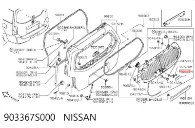 Manivela de elevalunas de puerta trasera NISSAN 903367S000