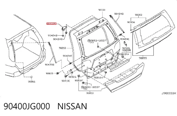 Bisagra de puerta trasera 90400JG000 Nissan/Infiniti