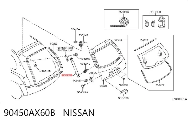 Amortiguador maletero 90450AX60B Nissan/Infiniti