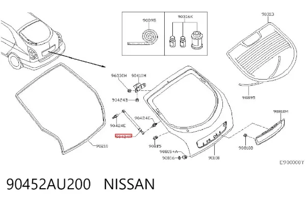 Amortiguador maletero 90452AU200 Nissan/Infiniti