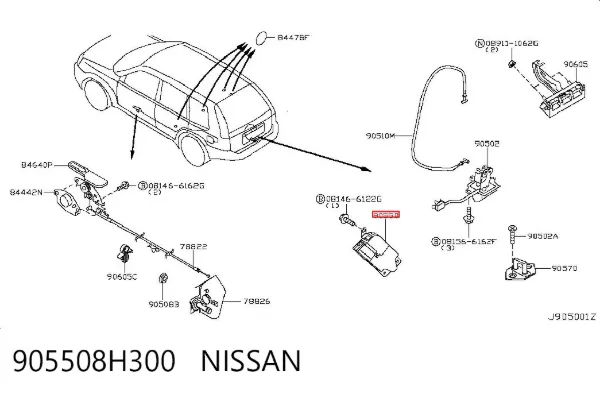 Motor de apertura/cierre del cierre del maletero (puerta trasera 3/5) 905508H300 Nissan/Infiniti