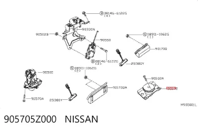Pieza de cierre de la cerradura del portón trasero NISSAN 905705Z000