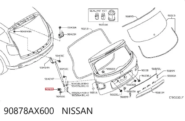 Tope de la tapa del maletero 90878AX600 Nissan/Infiniti