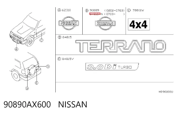 Emblema 90890AX600 Nissan/Infiniti
