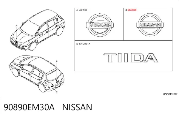 Emblema 90890EM30A Nissan/Infiniti