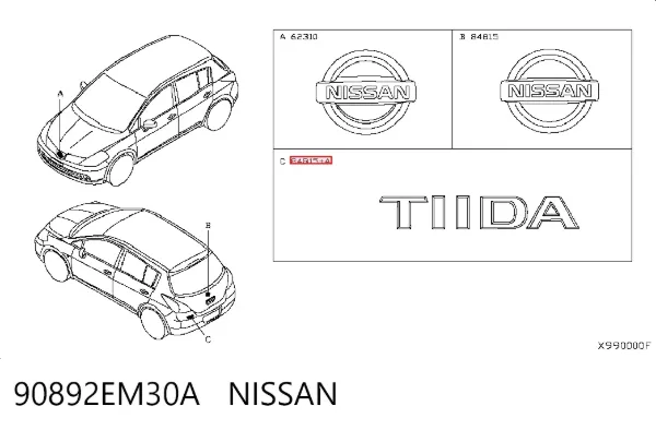 Emblema 90892EM30A Nissan/Infiniti