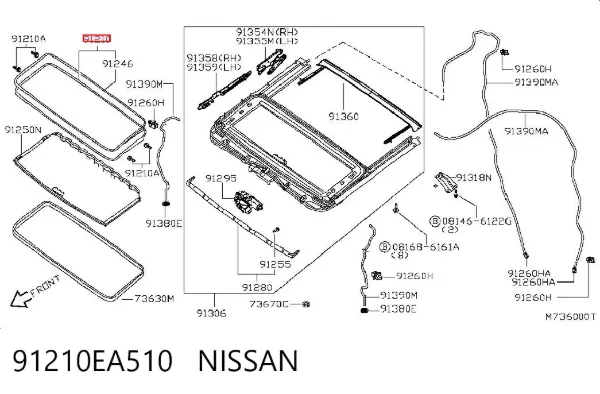 Tapa de techo corredizo 91210EA510 Nissan/Infiniti