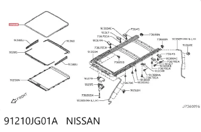 Tapa de techo corredizo NISSAN 91210JG01A
